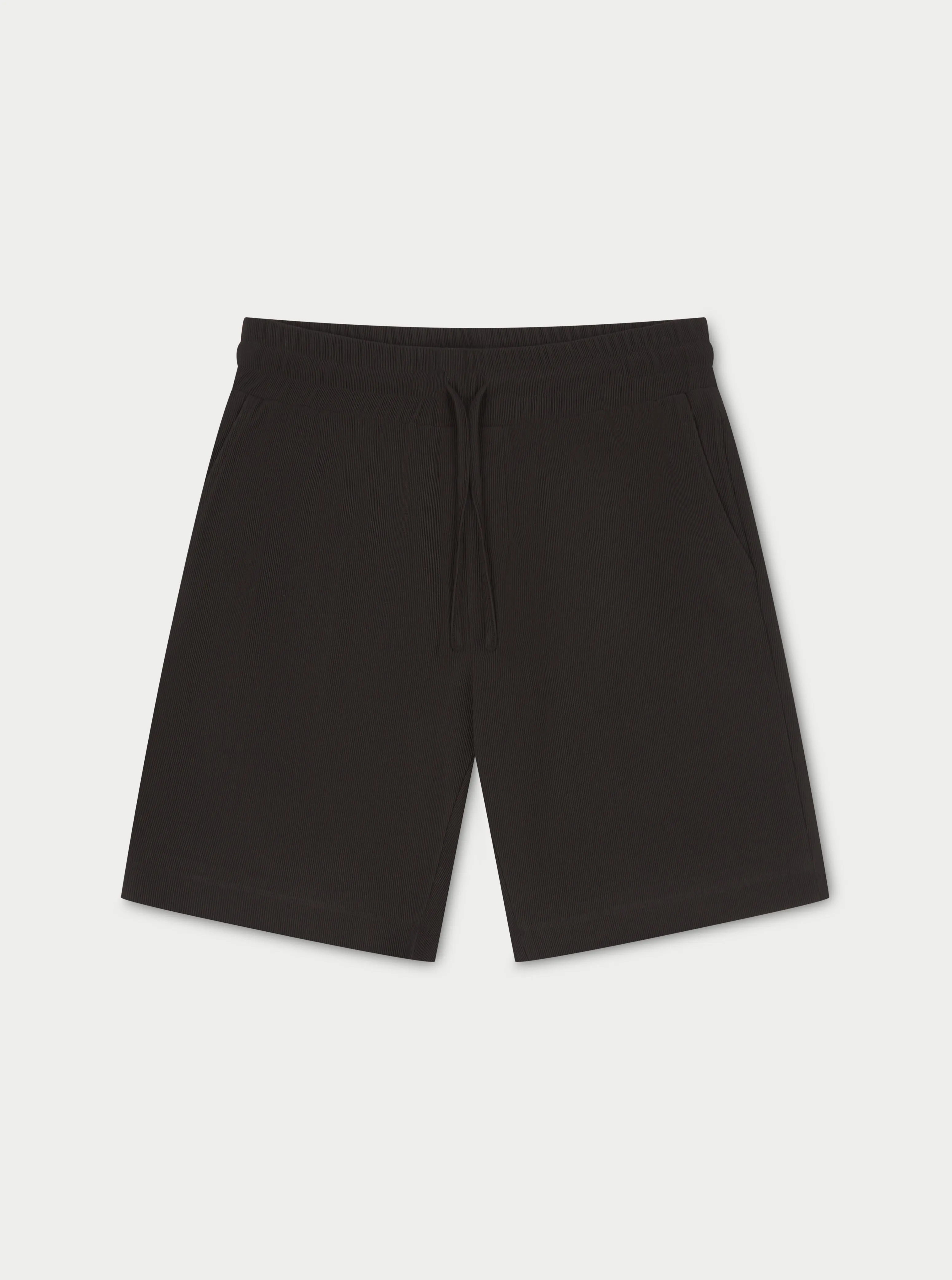 RIB TEXTURED SHORTS - BLACK