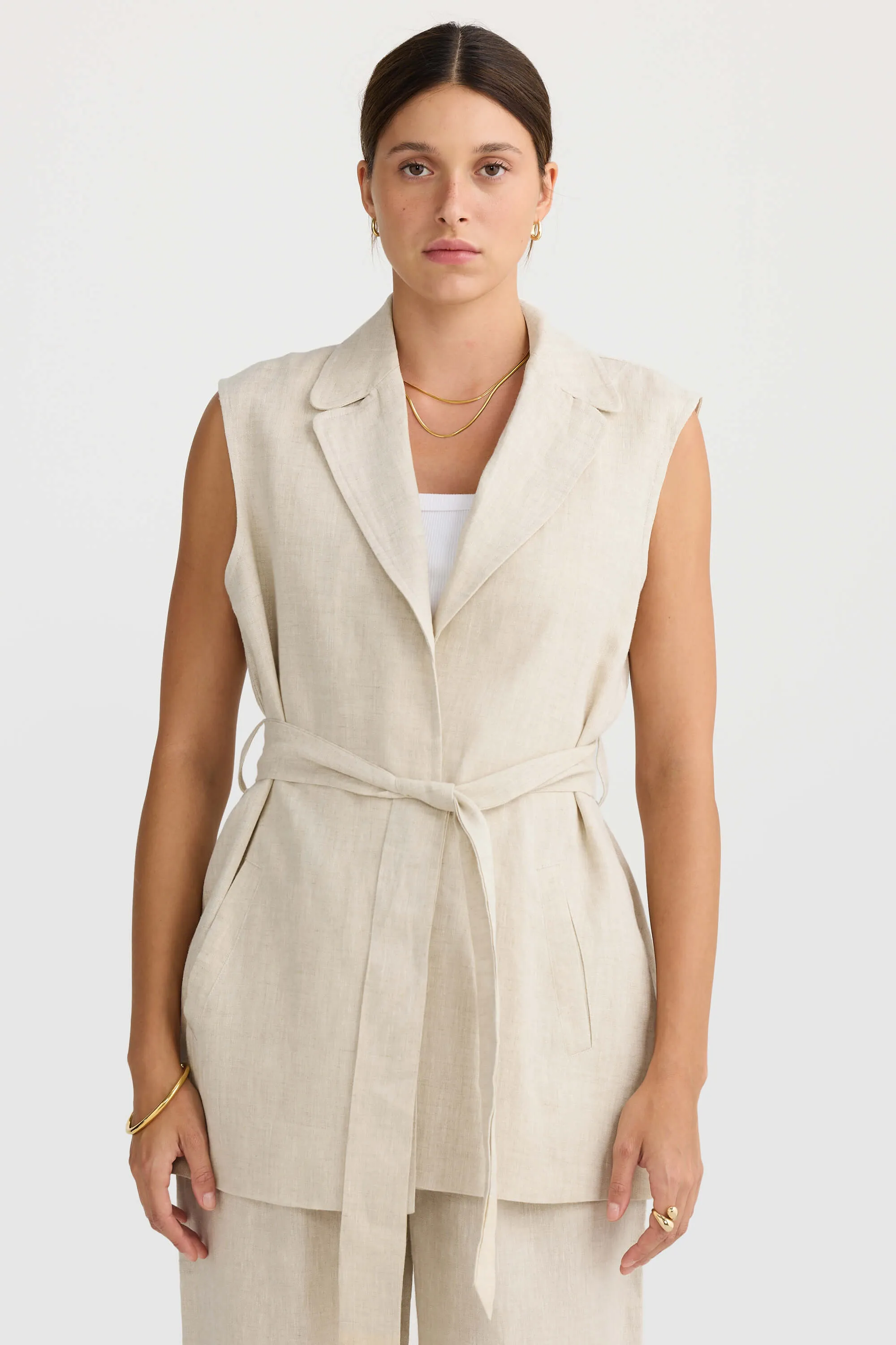 Savannah Oversized Linen Vest Natural