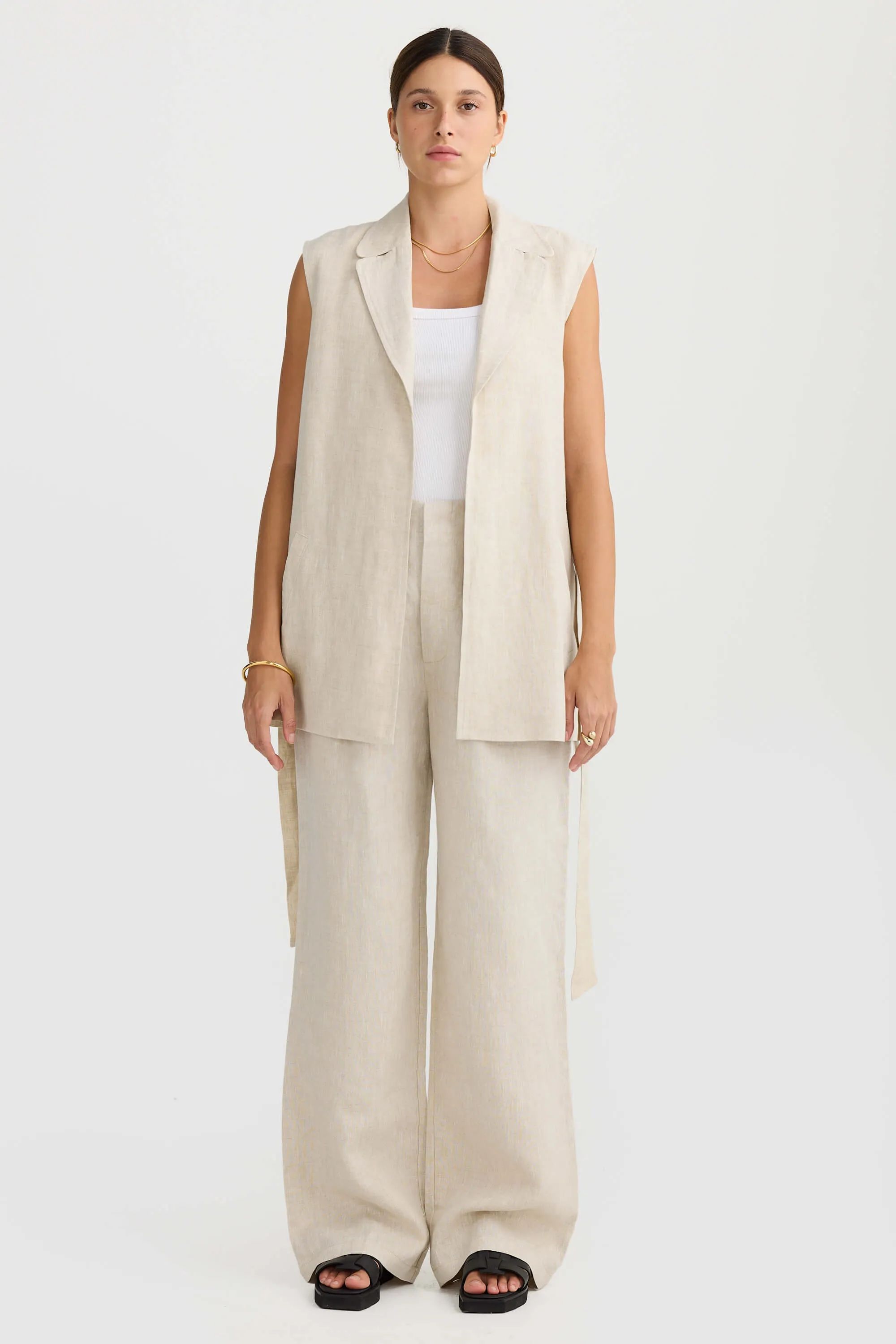 Savannah Oversized Linen Vest Natural