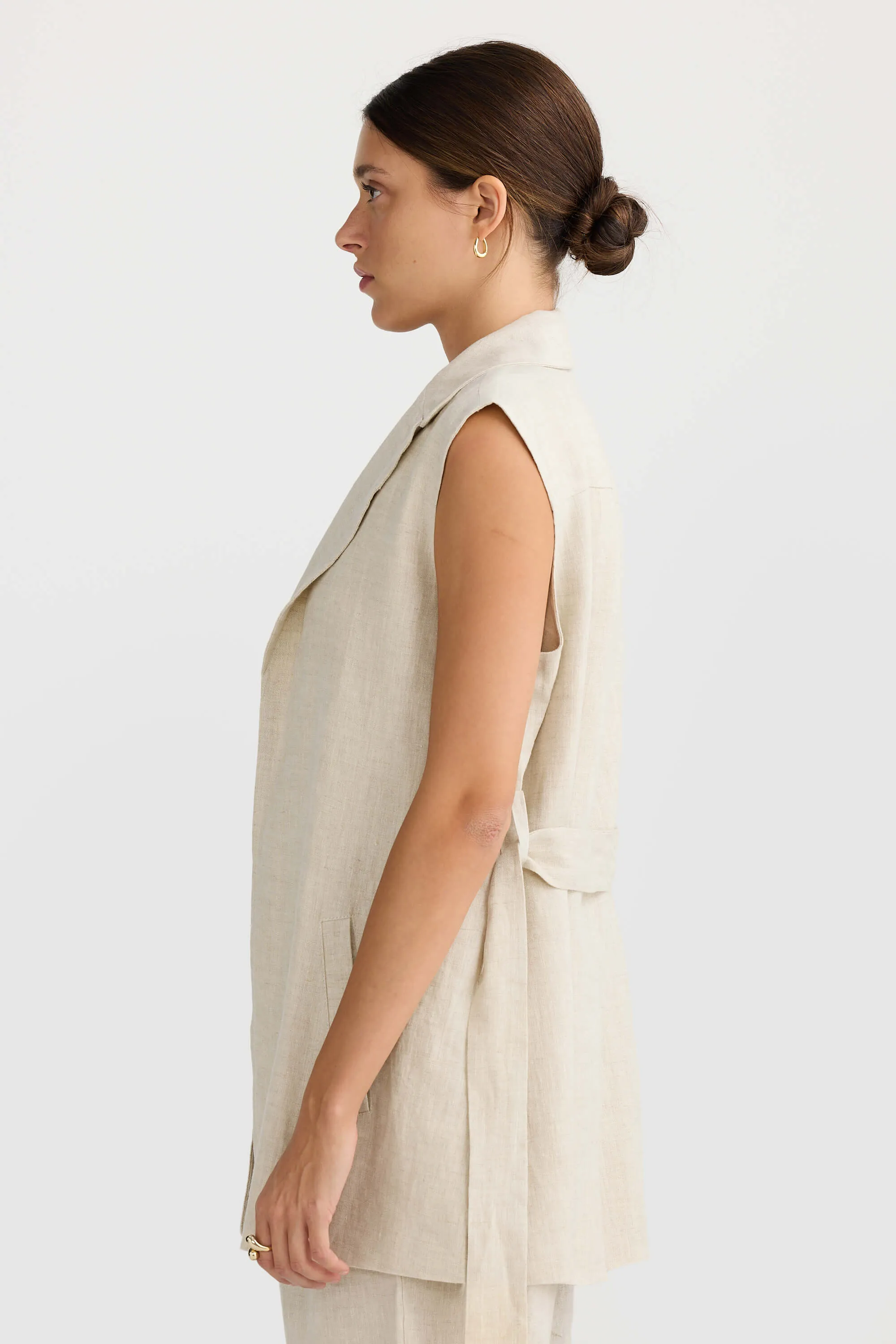 Savannah Oversized Linen Vest Natural