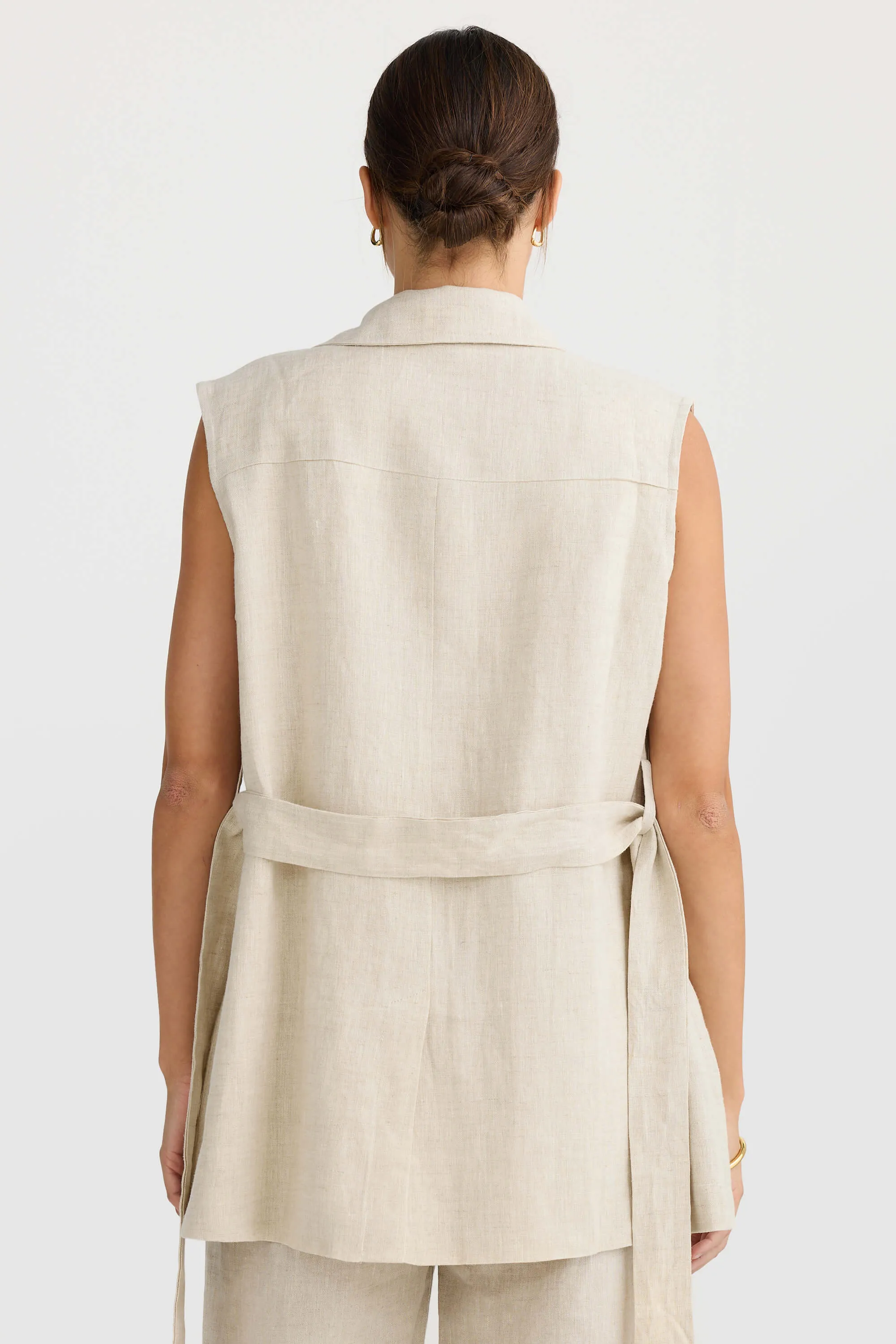 Savannah Oversized Linen Vest Natural