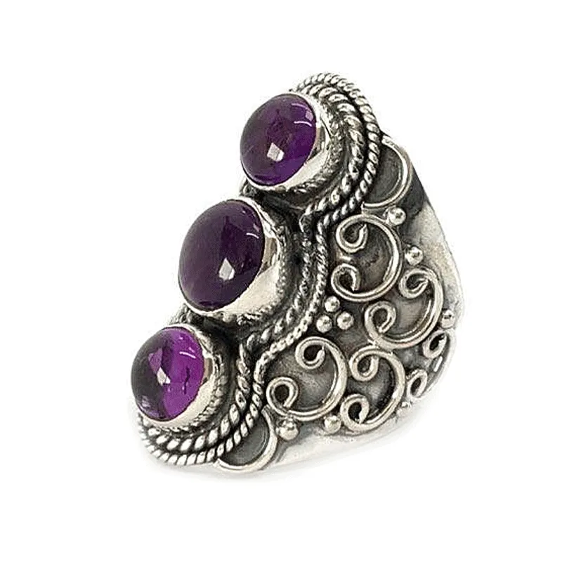 Shari Amethyst Bohemian Style Ring