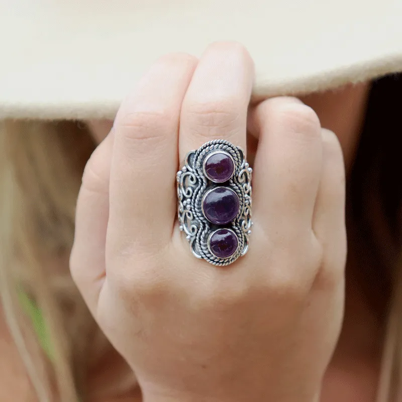 Shari Amethyst Bohemian Style Ring