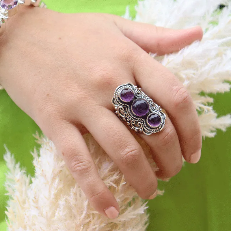 Shari Amethyst Bohemian Style Ring