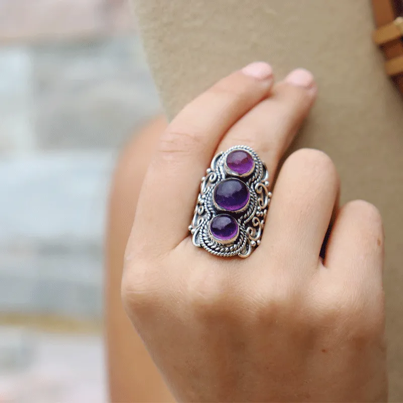 Shari Amethyst Bohemian Style Ring