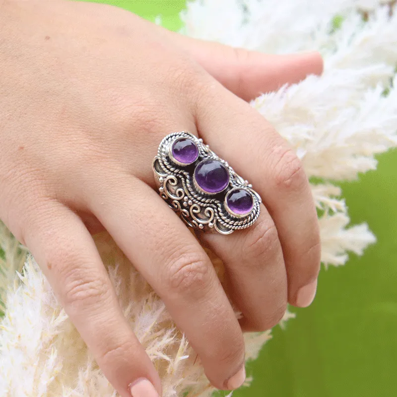 Shari Amethyst Bohemian Style Ring