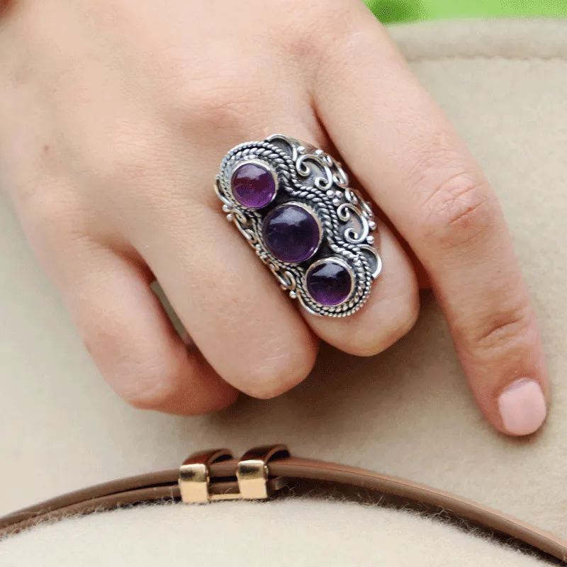 Shari Amethyst Bohemian Style Ring