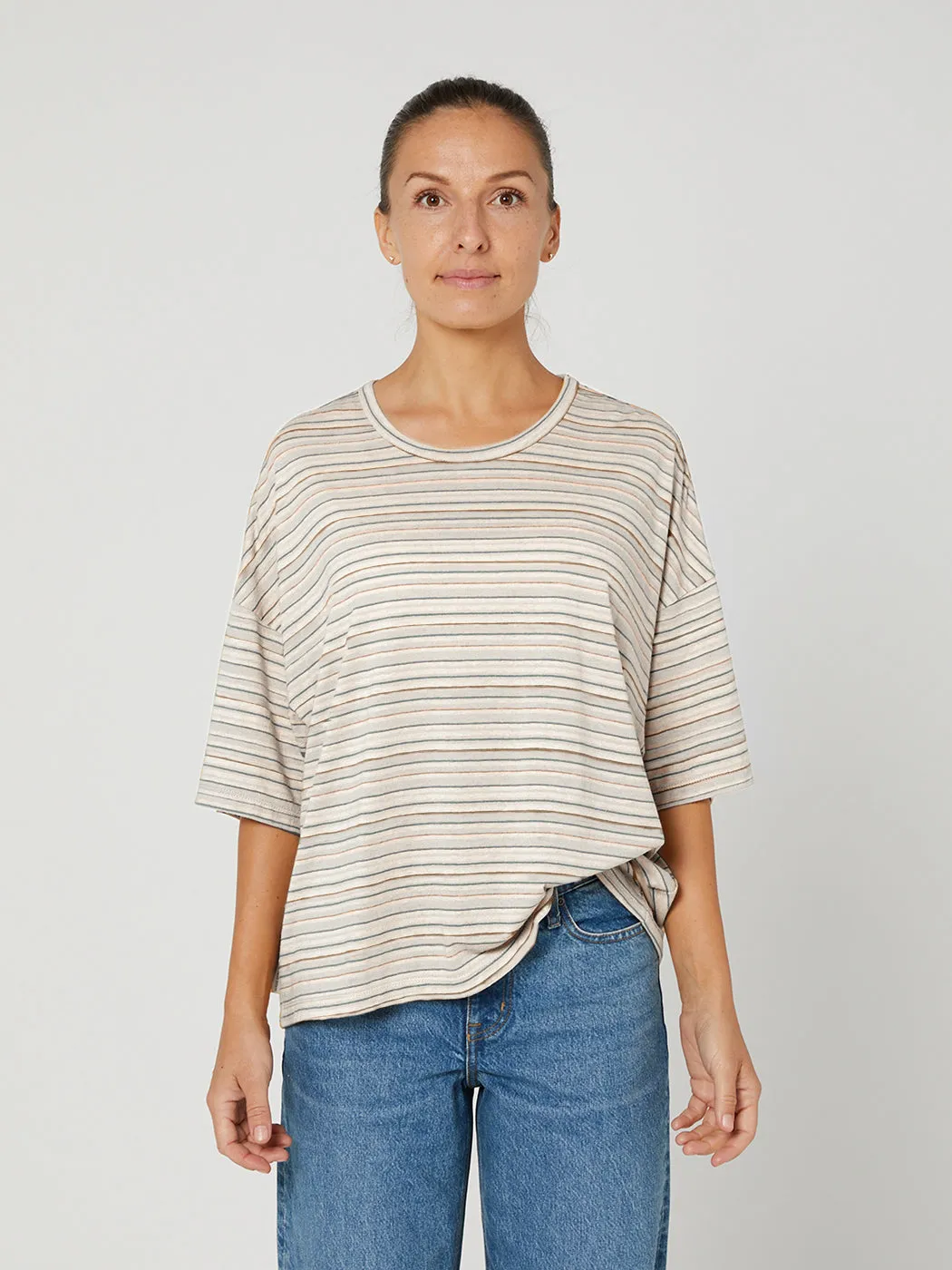 Slouchy Tee - Nature Multi Stripe