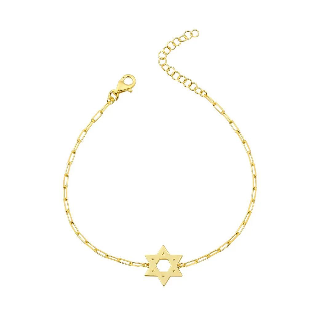 Small Nessa Glossy Magen David Paperclip Bracelet