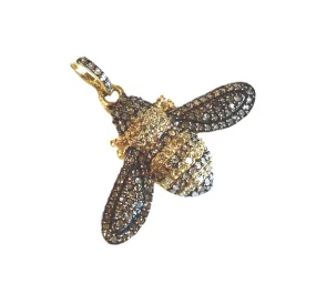 S.Row Designs Small Two Tone Diamond Bee Pendant