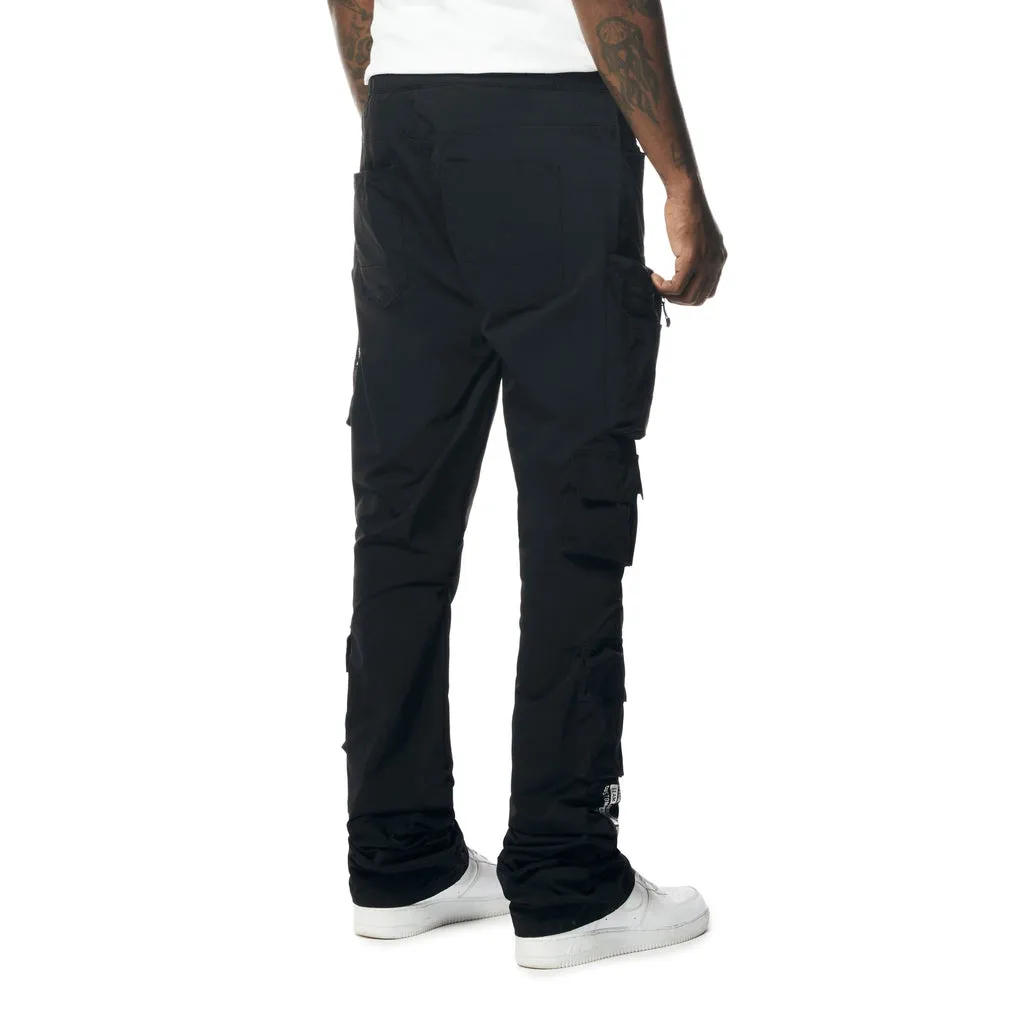 Stacked Windbreaker Utility Pants - Black