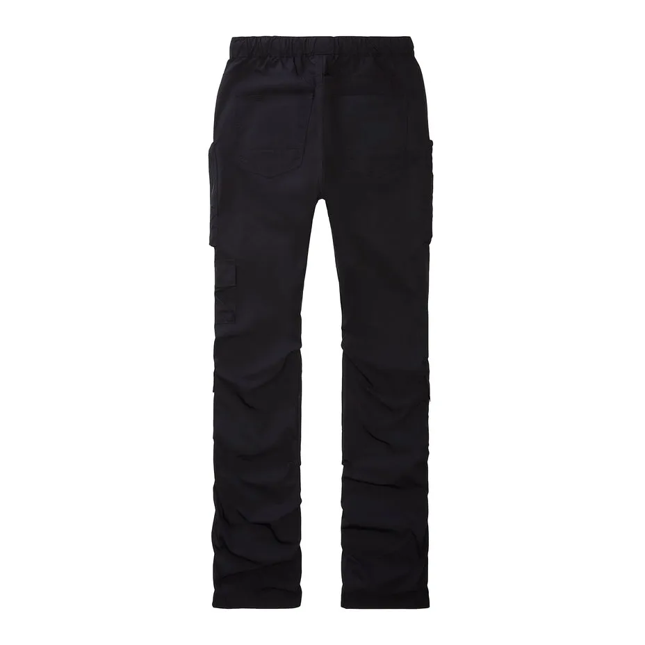 Stacked Windbreaker Utility Pants - Black