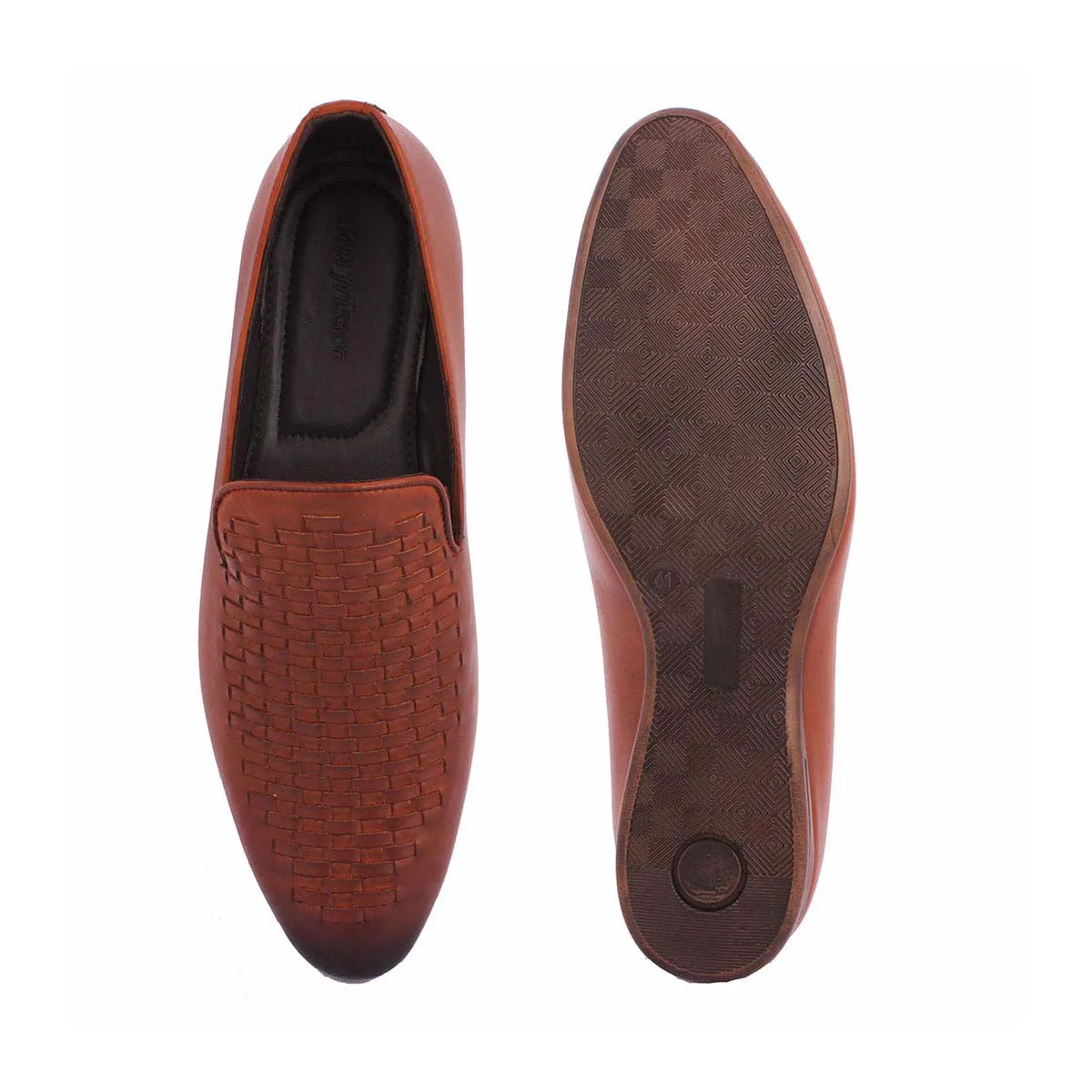 Tan Two-Tone Textured Slip-on