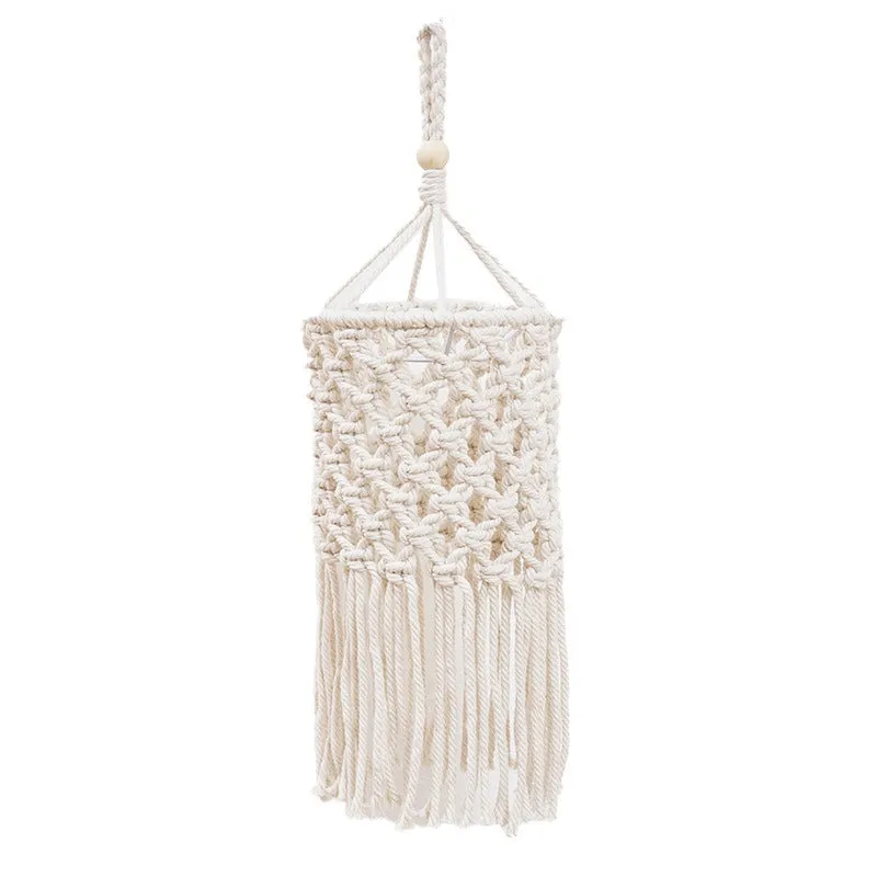 Tassel chandelier Bohemian handmade woven cotton rope lampshade