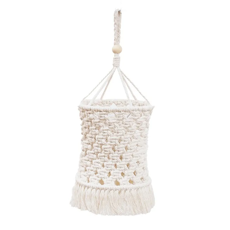 Tassel chandelier Bohemian handmade woven cotton rope lampshade