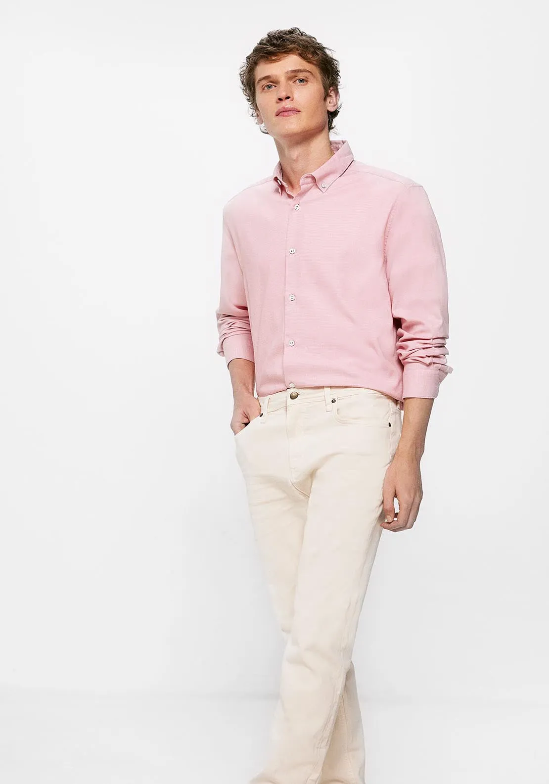 Textured coloured shirt - Pink