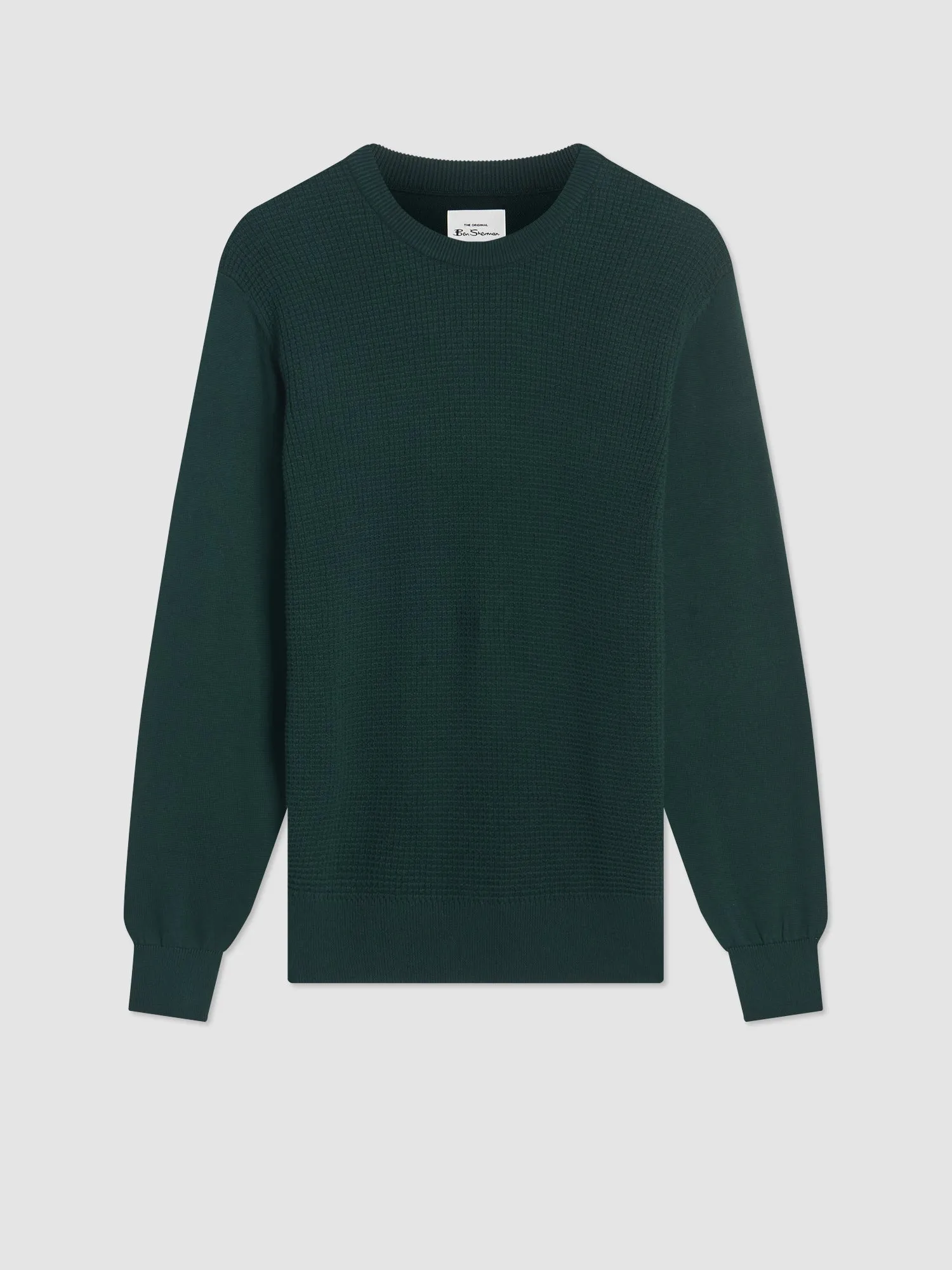 Textured Crewneck Sweater - Dark Green