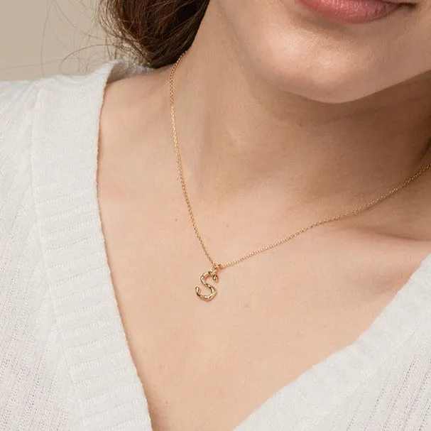 Textured Initial Necklace