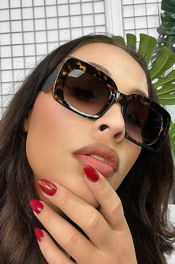 Textured Temples Large Square Sunglasses