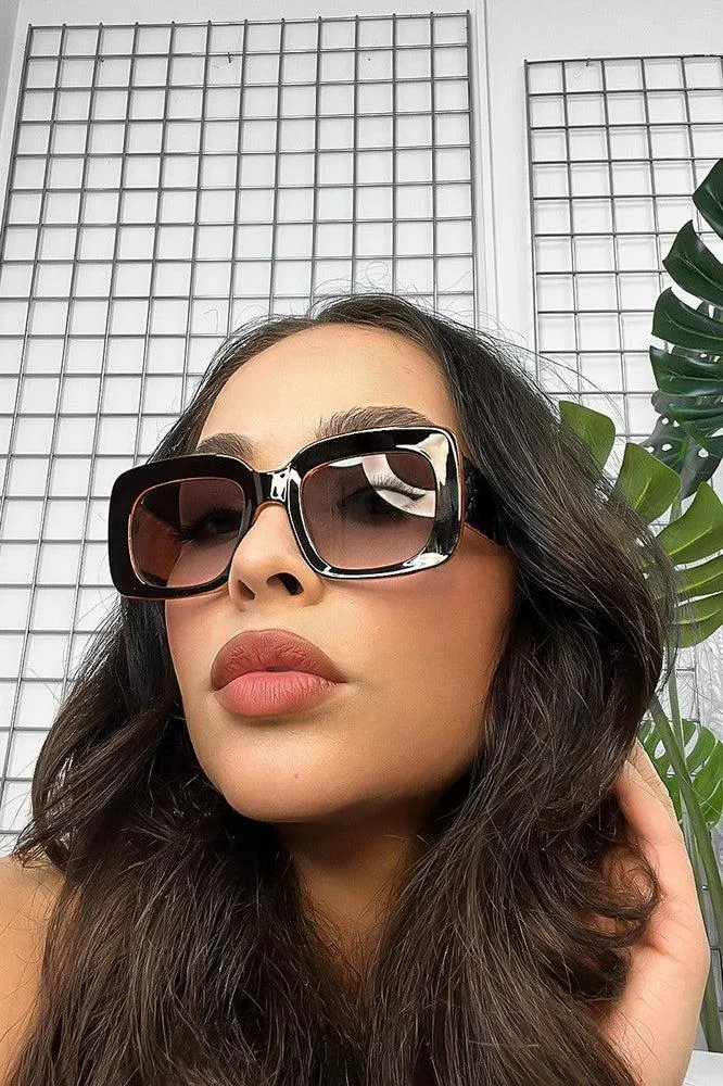 Textured Temples Large Square Sunglasses