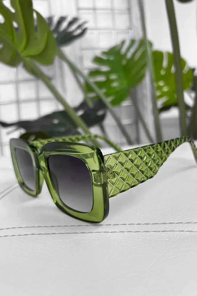 Textured Temples Large Square Sunglasses