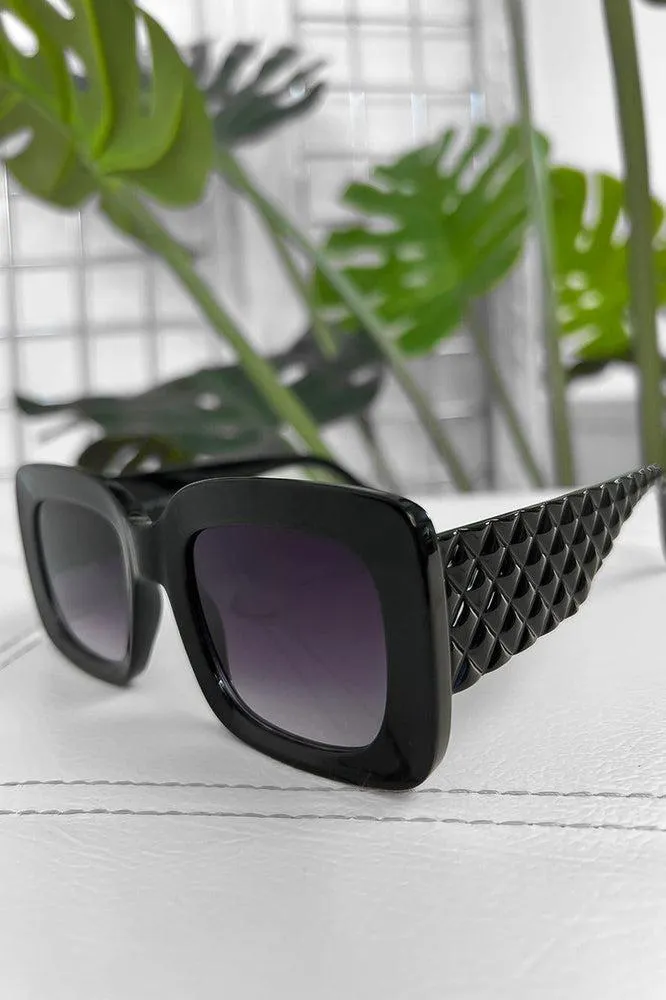 Textured Temples Large Square Sunglasses