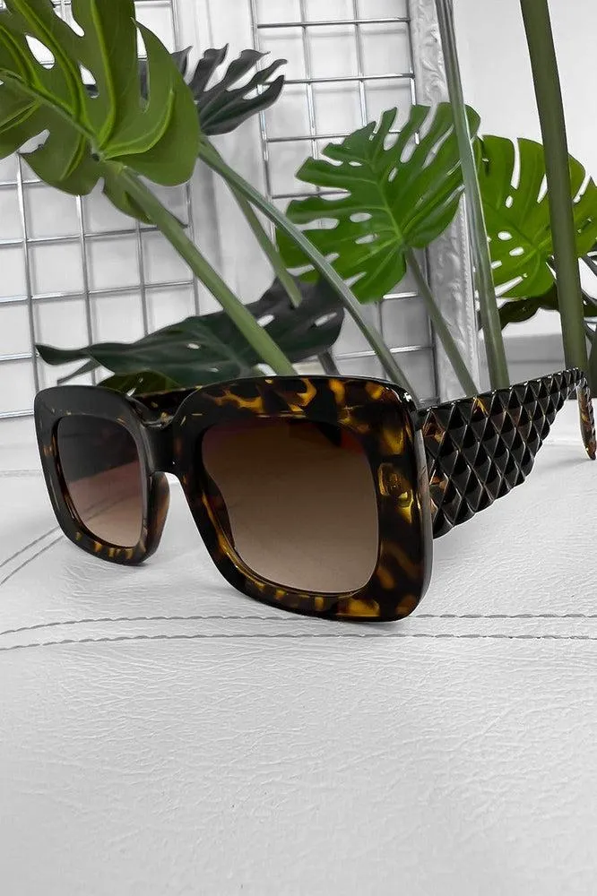 Textured Temples Large Square Sunglasses