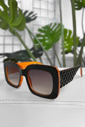 Textured Temples Large Square Sunglasses