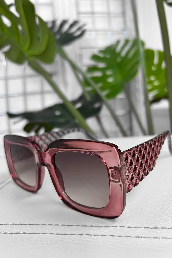 Textured Temples Large Square Sunglasses