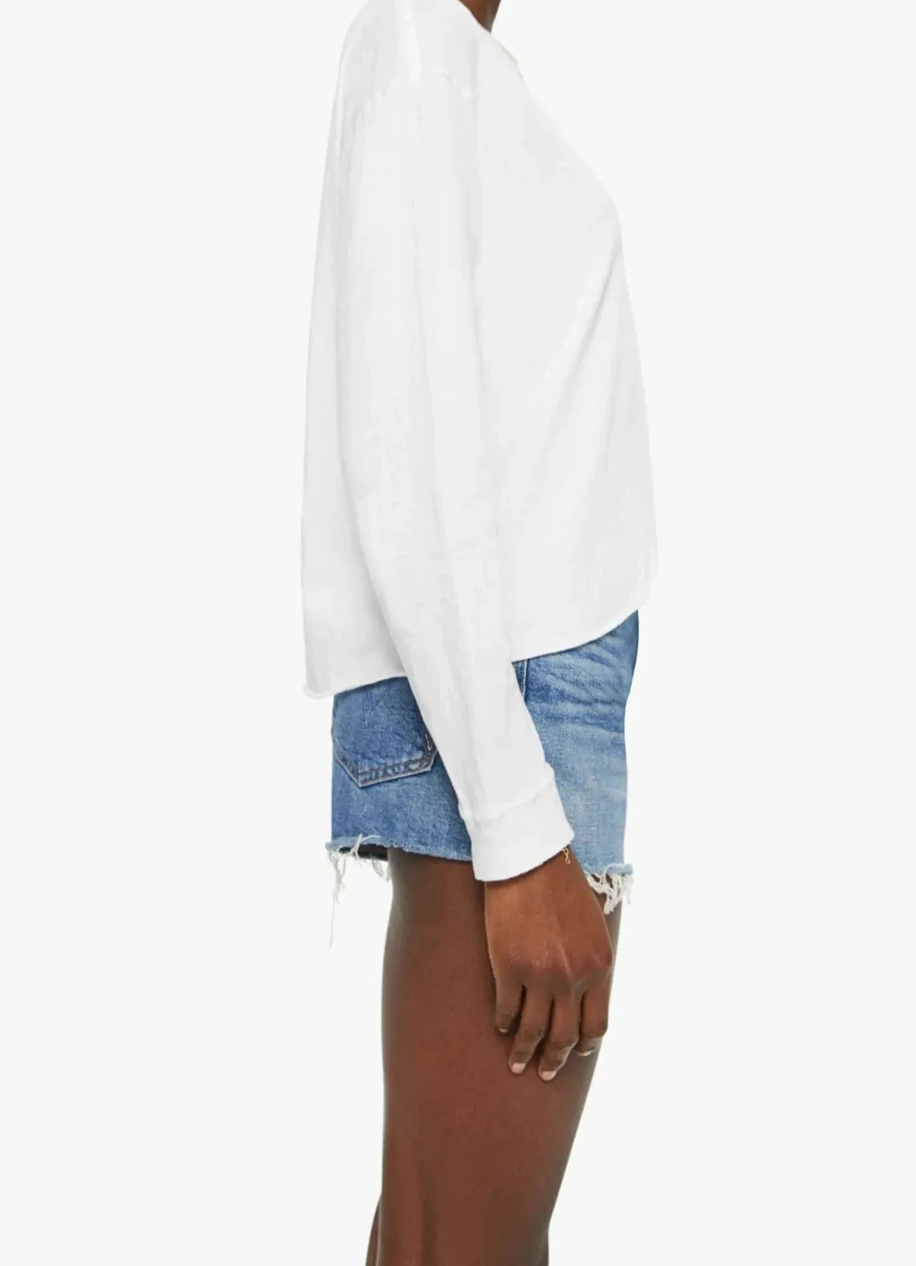 THE LONG SLEEVE SLOUCHY CUT OFF (BRIGHT WHITE) - MOTHER