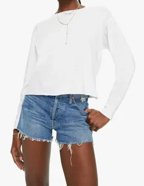 THE LONG SLEEVE SLOUCHY CUT OFF (BRIGHT WHITE) - MOTHER