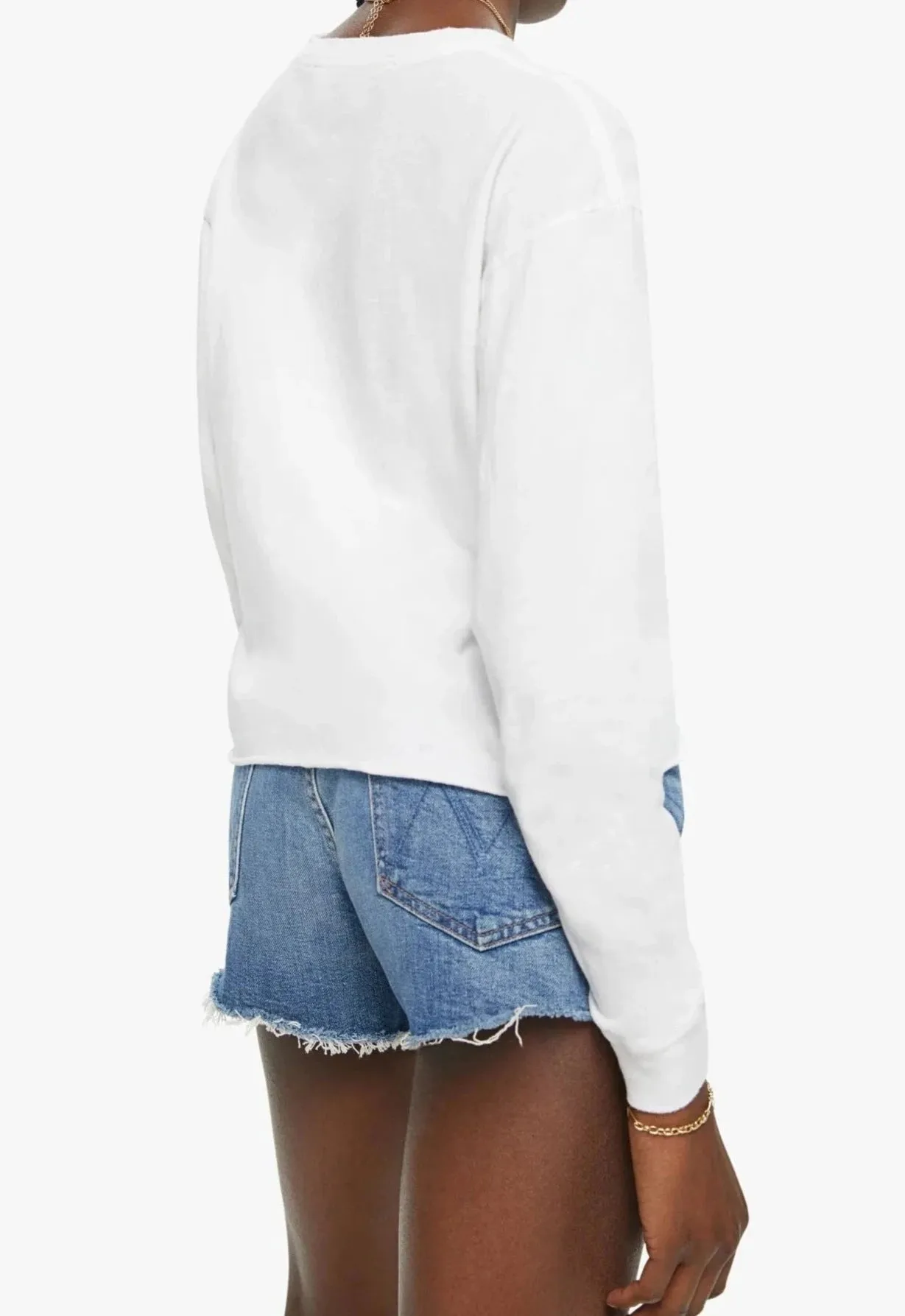 THE LONG SLEEVE SLOUCHY CUT OFF (BRIGHT WHITE) - MOTHER