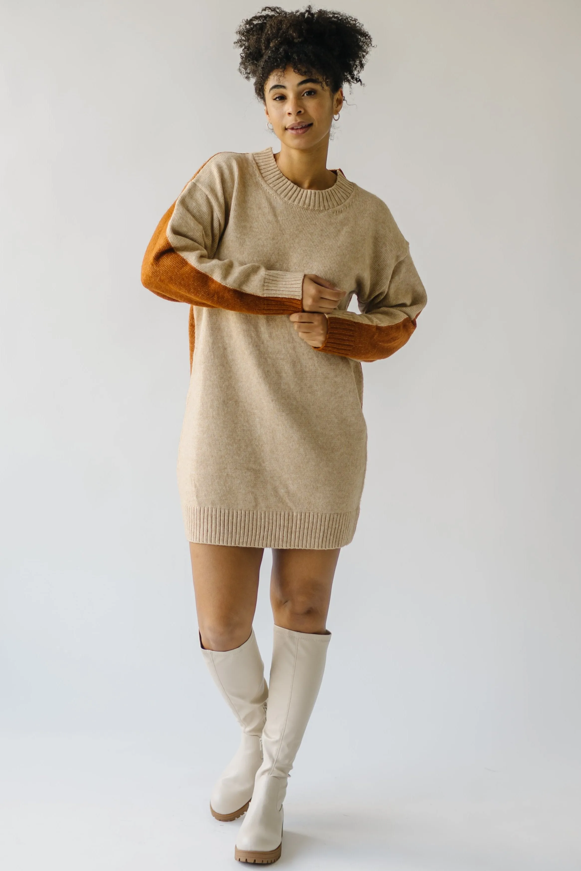 The Sharrow Two Tone Sweater in Sand