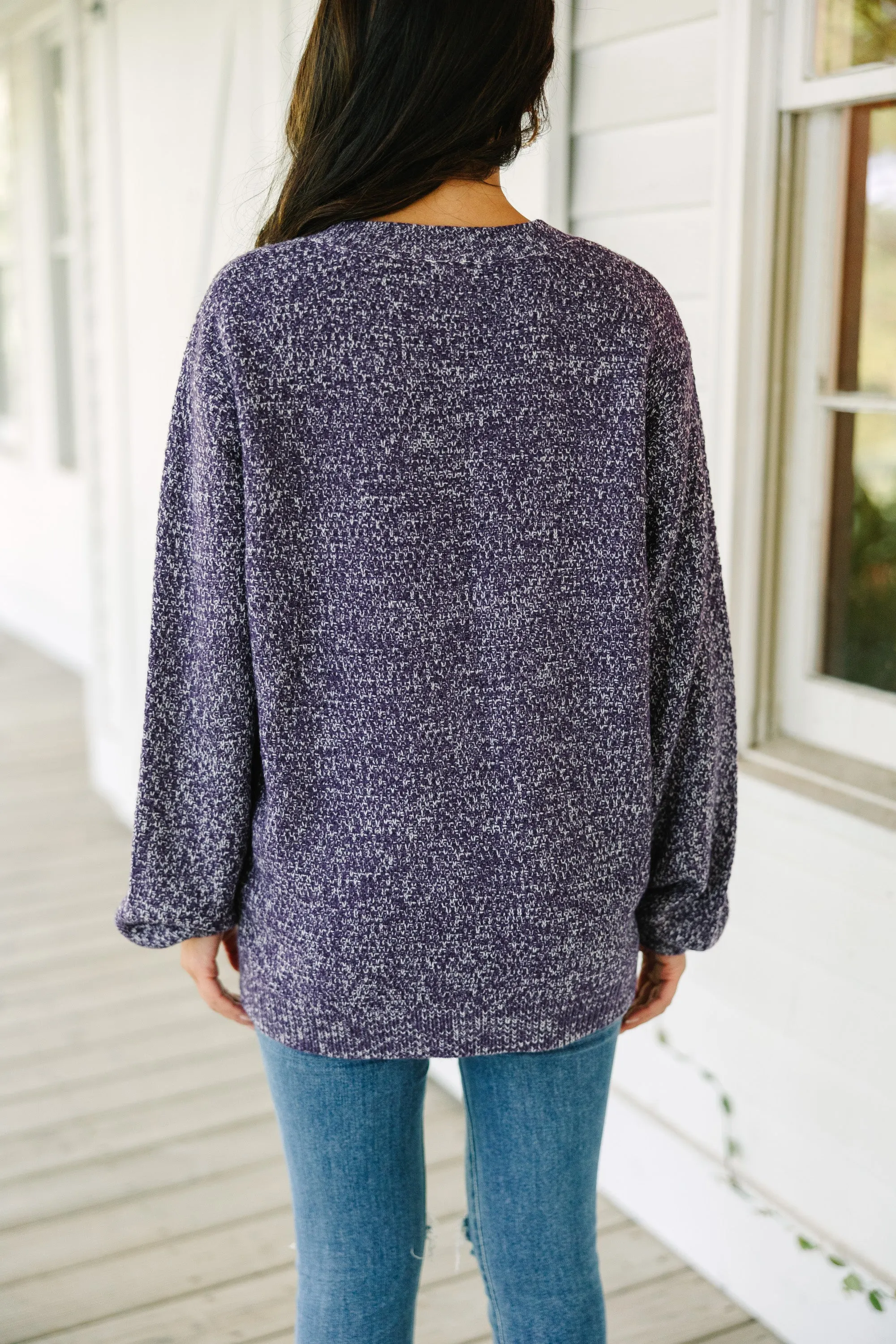 The Slouchy Plum Purple Bubble Sleeve Sweater