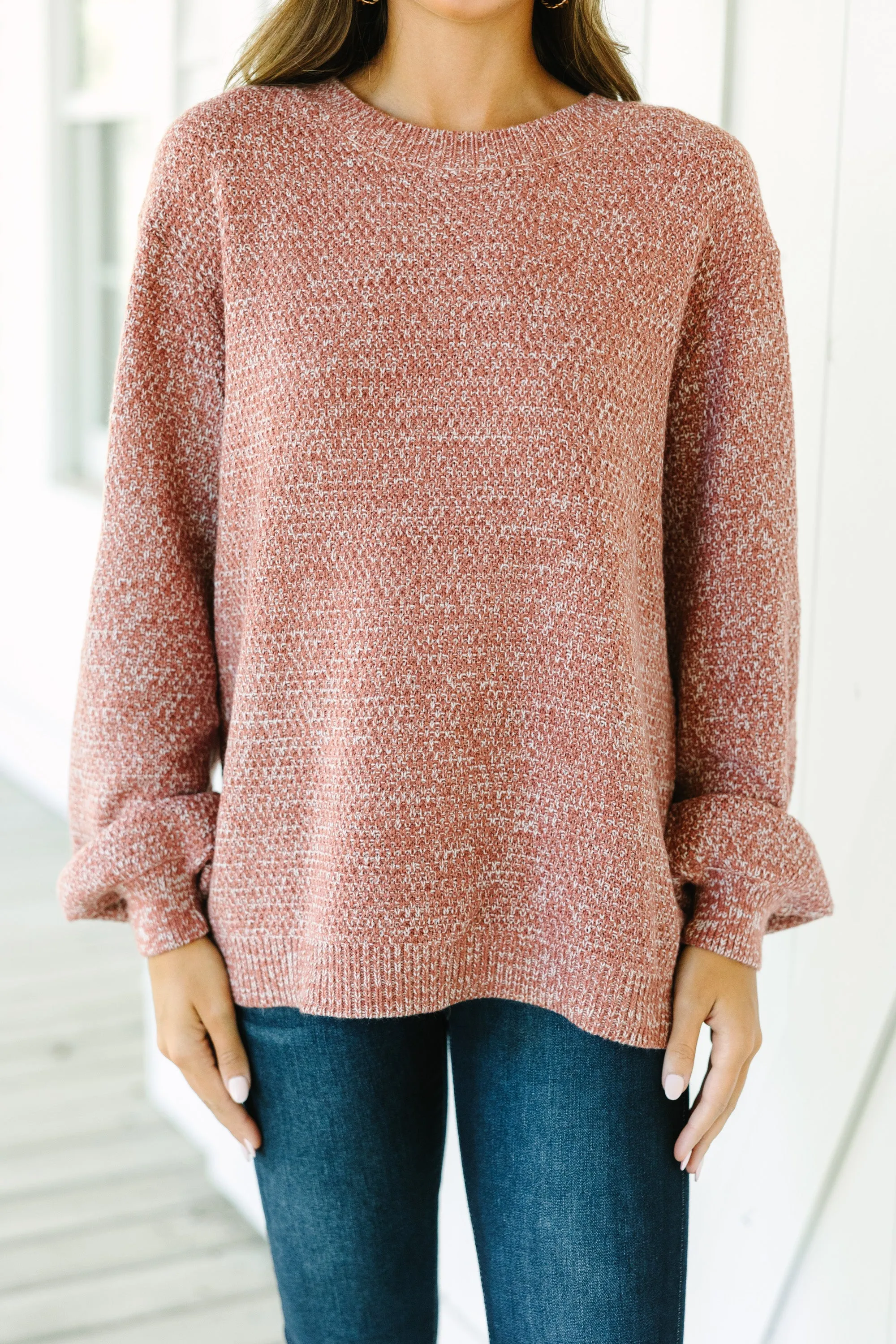 The Slouchy Rust Orange Bubble Sleeve Sweater