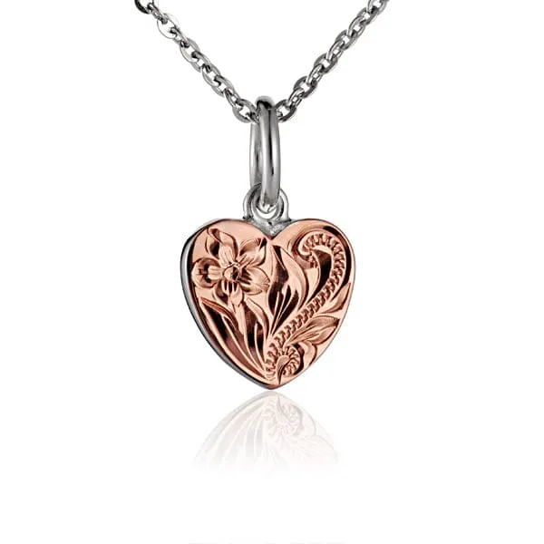 Two-Tone Engraved Heart Pendant