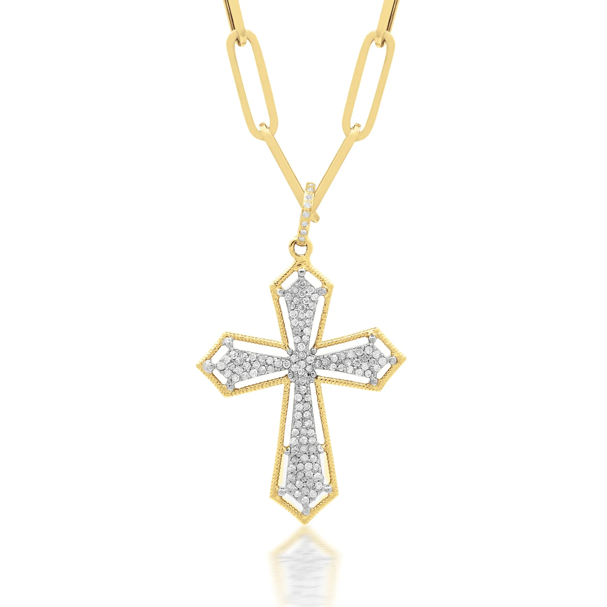 Two-Tone Floating Cross Pendant