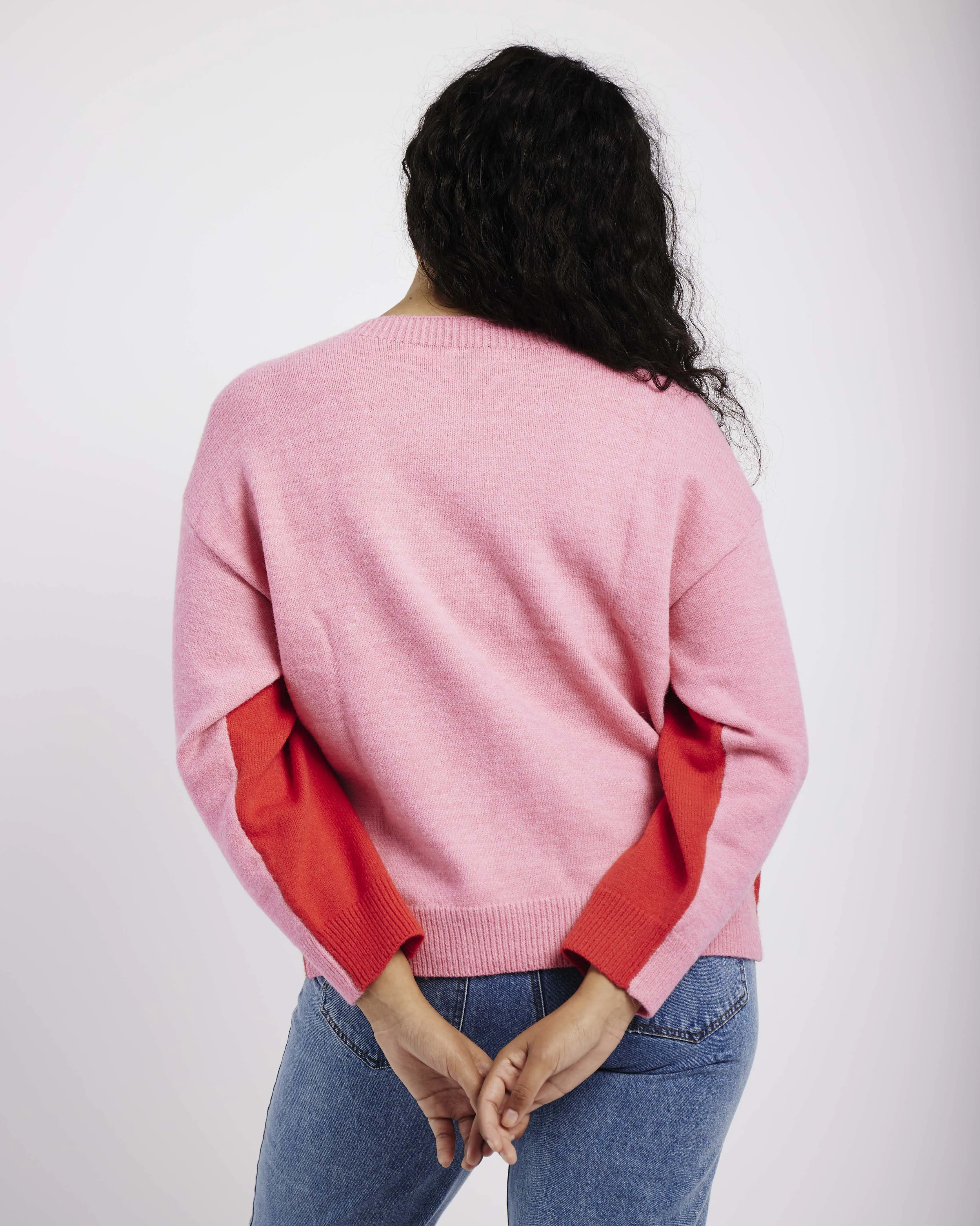 Two Tone Jumper in Pink/Red