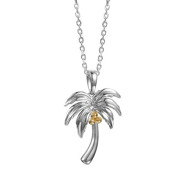 Two-Tone Queen Palm Tree Pendant