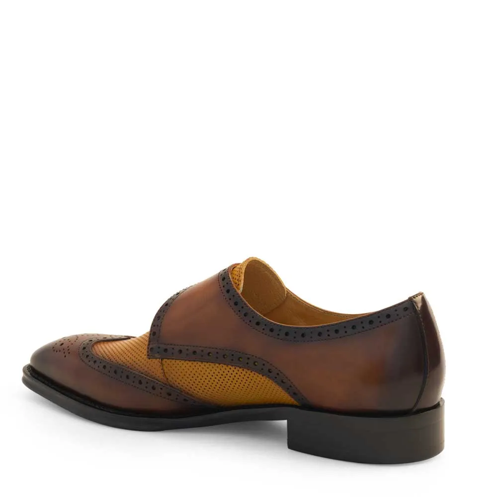 Two-Tone Wing Tip Monk Strap