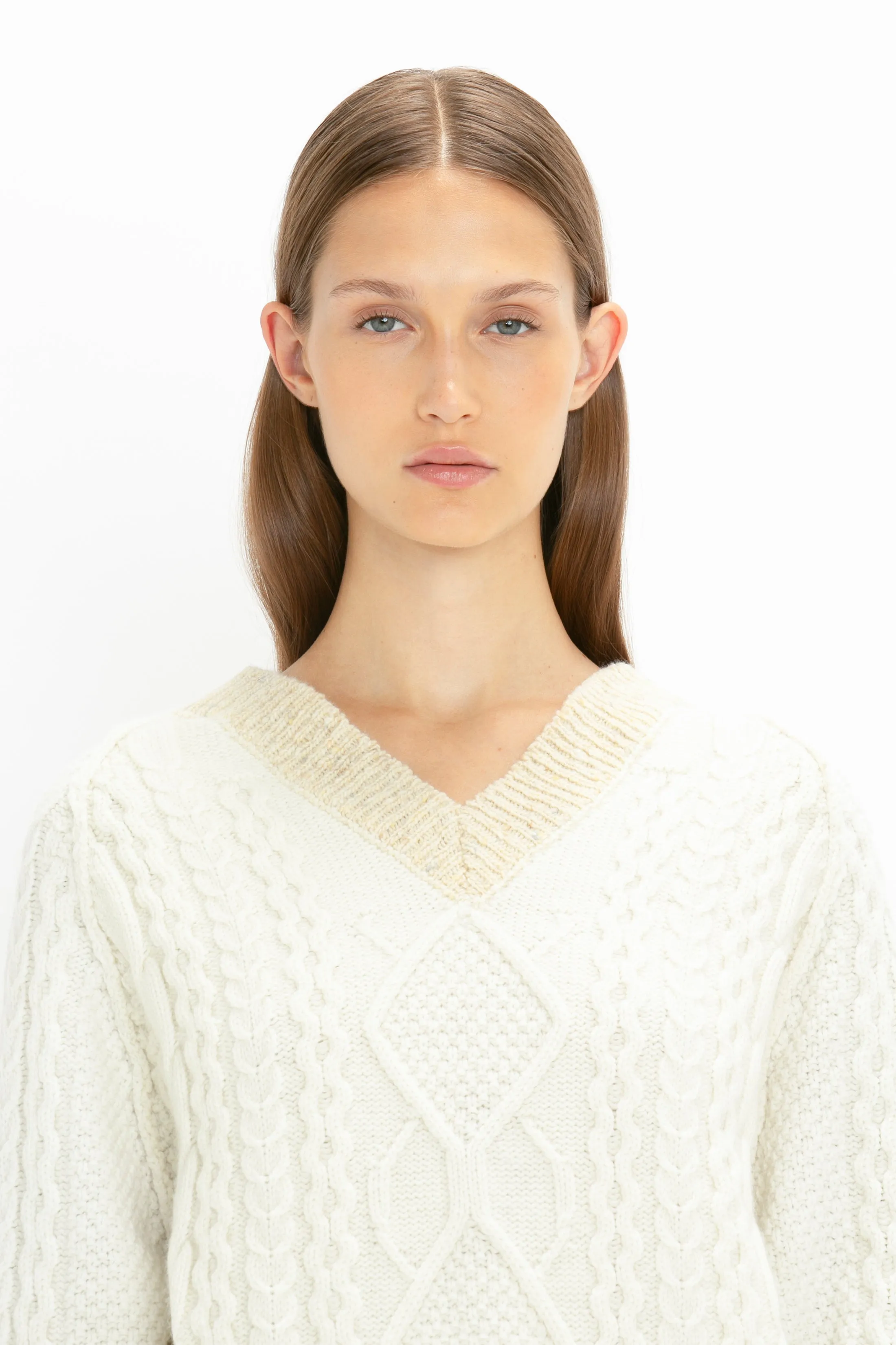 V-Neck Jumper In Natural