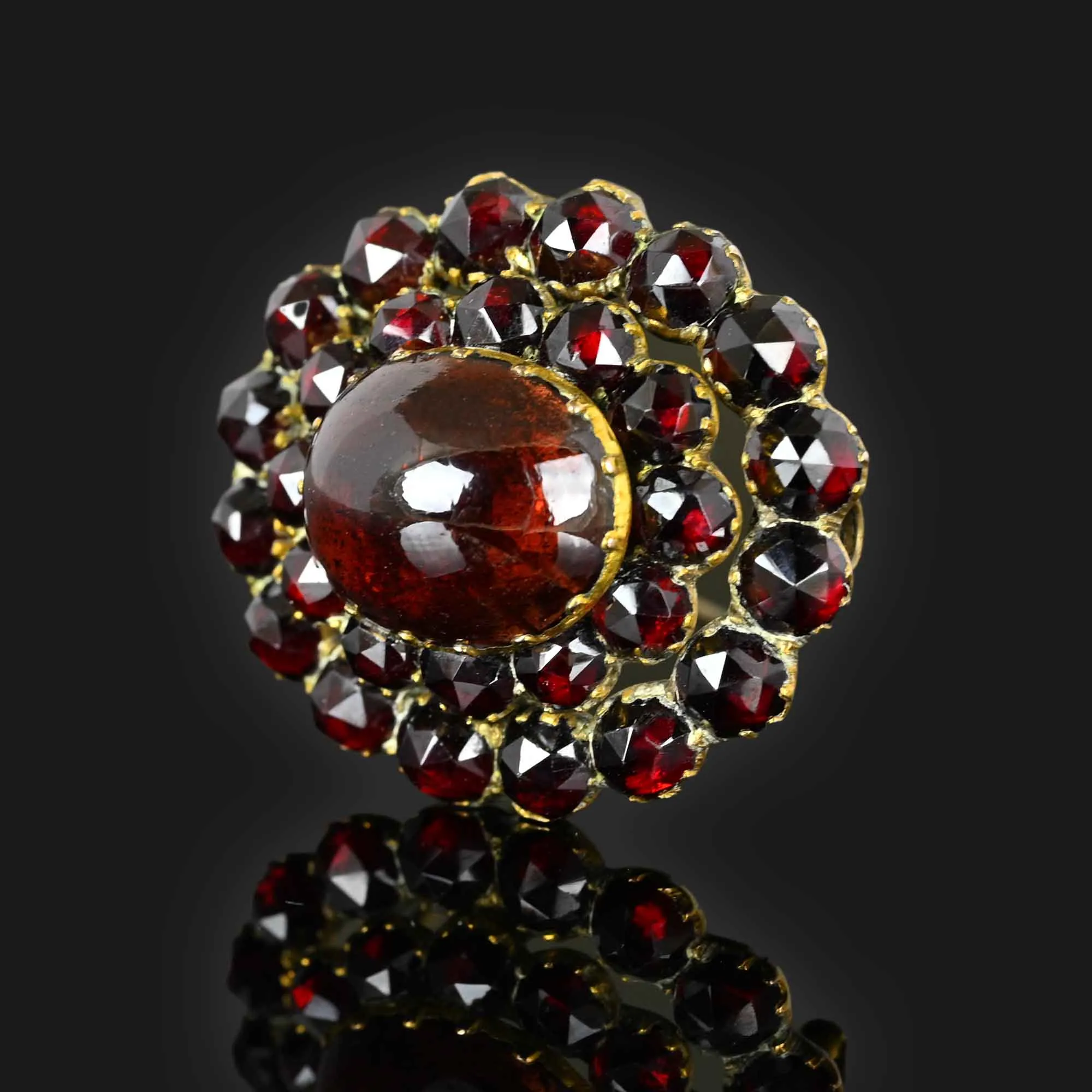 Victorian Bohemian Cabochon Garnet Brooch