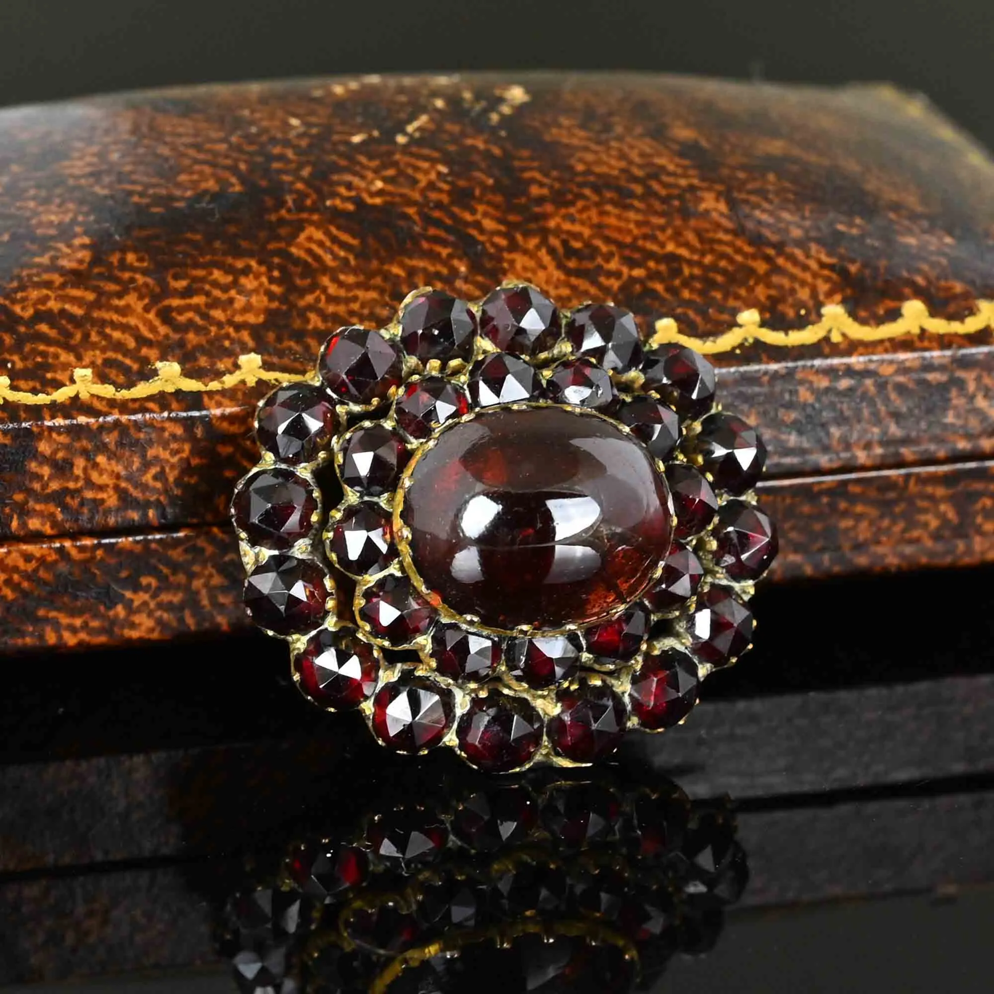 Victorian Bohemian Cabochon Garnet Brooch